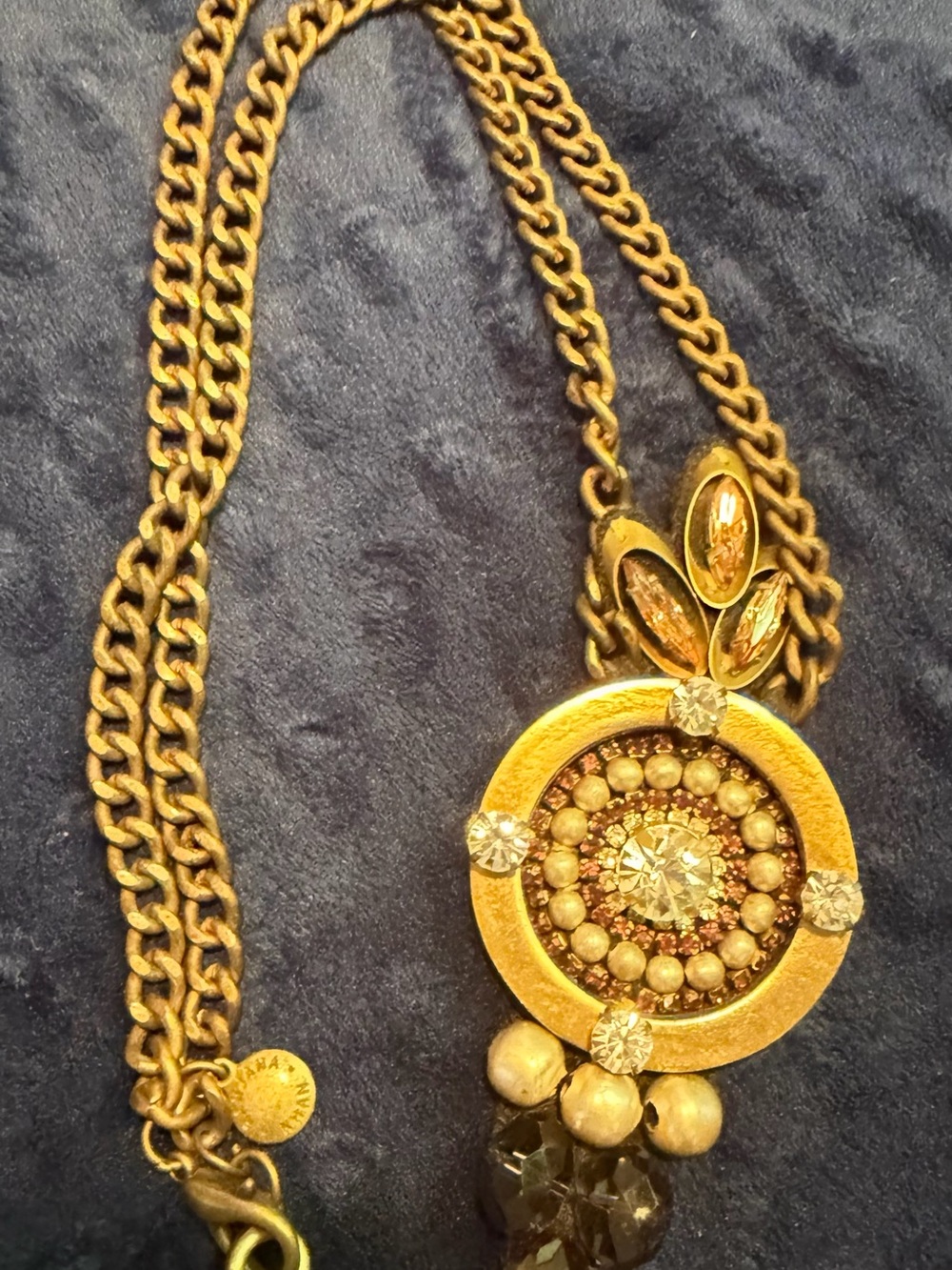 Ranjana Khan Antiqued Bronze Pendant Rhinestone Statement Necklace The Limited